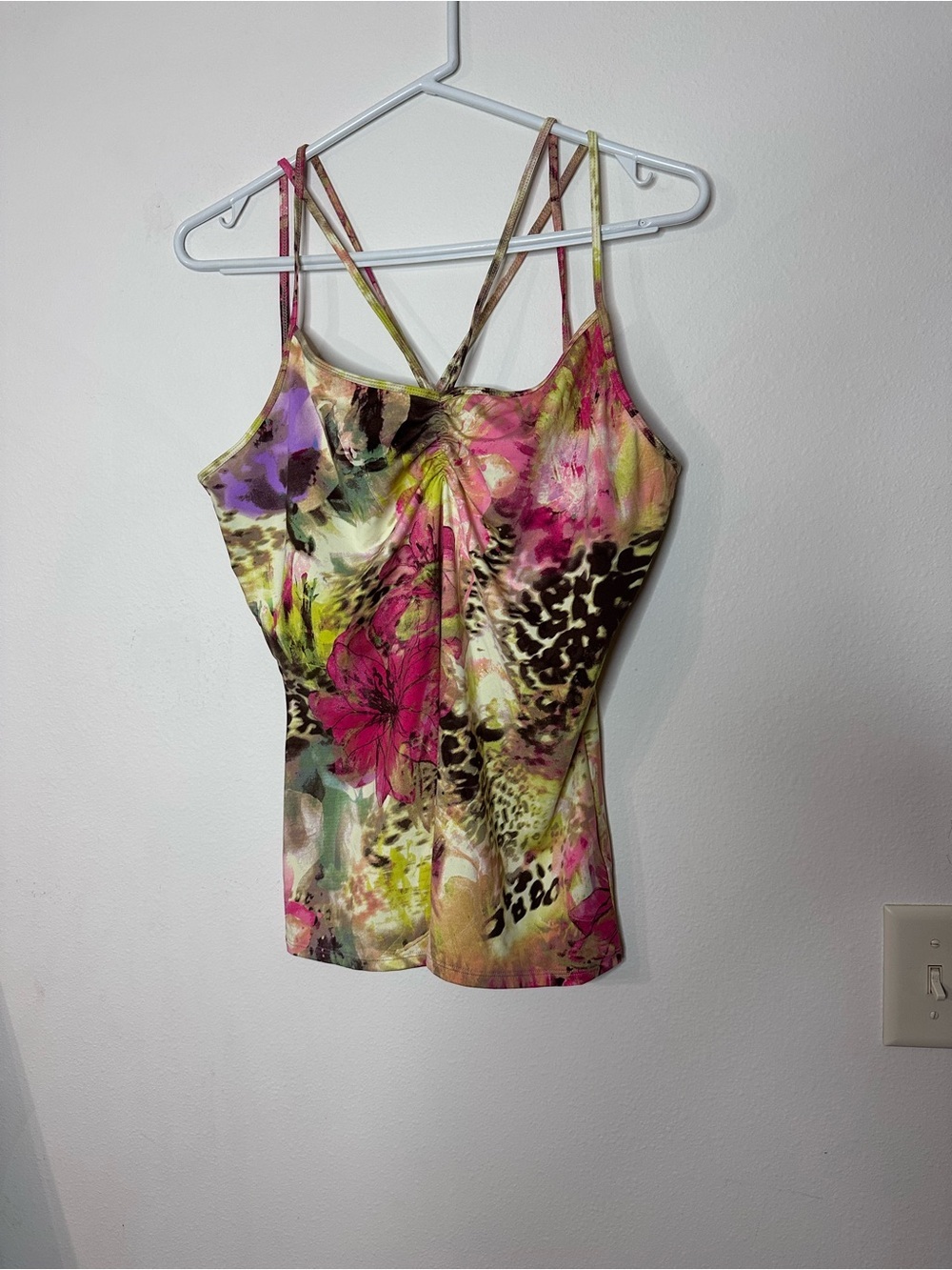 Boston Proper Pink Multi Floral & Animal Print Strappy Tank - Picture 2 of 5